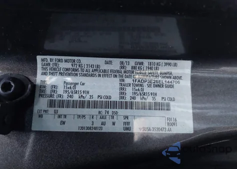 2014 Ford Focus S из США, поврежденный, VIN 1FADP3E26EL144706